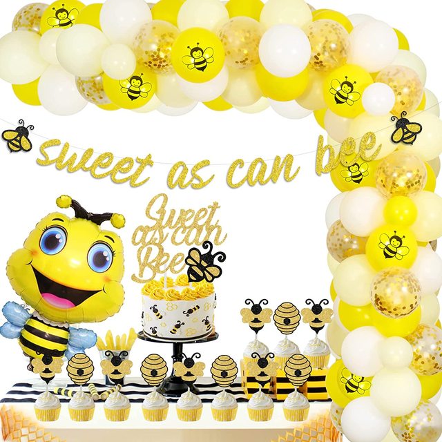 Yellow Balloon Garland Kit for Boys and Girls, Sweet Baby Shower  Decorations, Banner Cake, Cupcake Toppers, Honey Bee Supplies - AliExpress